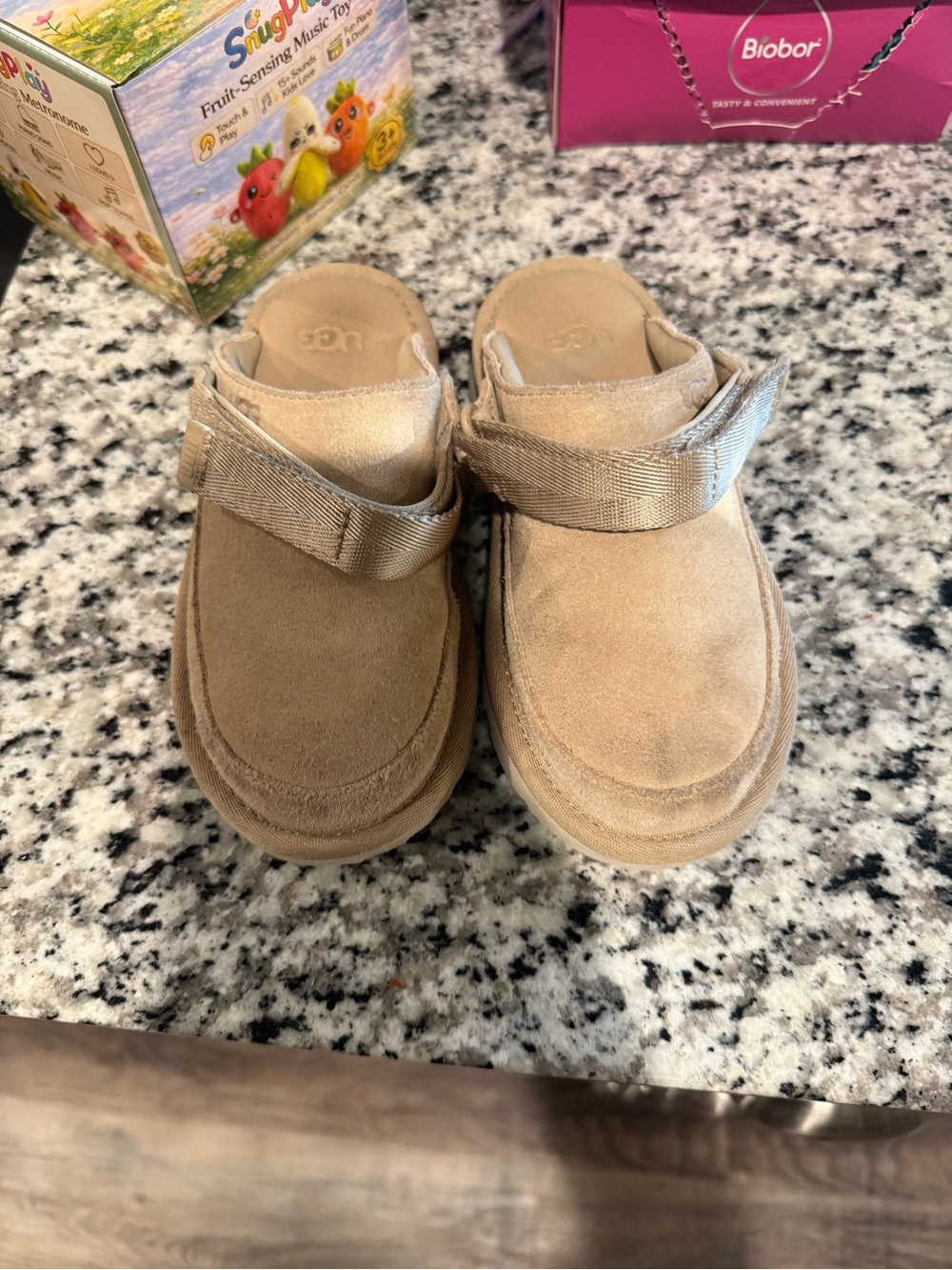 UGG Kids Suede Walker Shoes in Tan and Cream